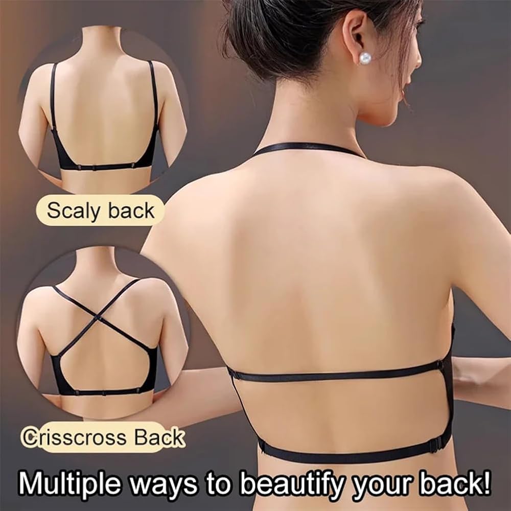 Women's Front Closure Wireless Eyelash Bralettethin Straps Comfort Halter Backless Cross Multiway Convertible Bras 71142 Women's Front Closure Wireless Eyelash Bralettethin Straps Comfort Halter Backless Cross Multiway Convertible Bras 71142