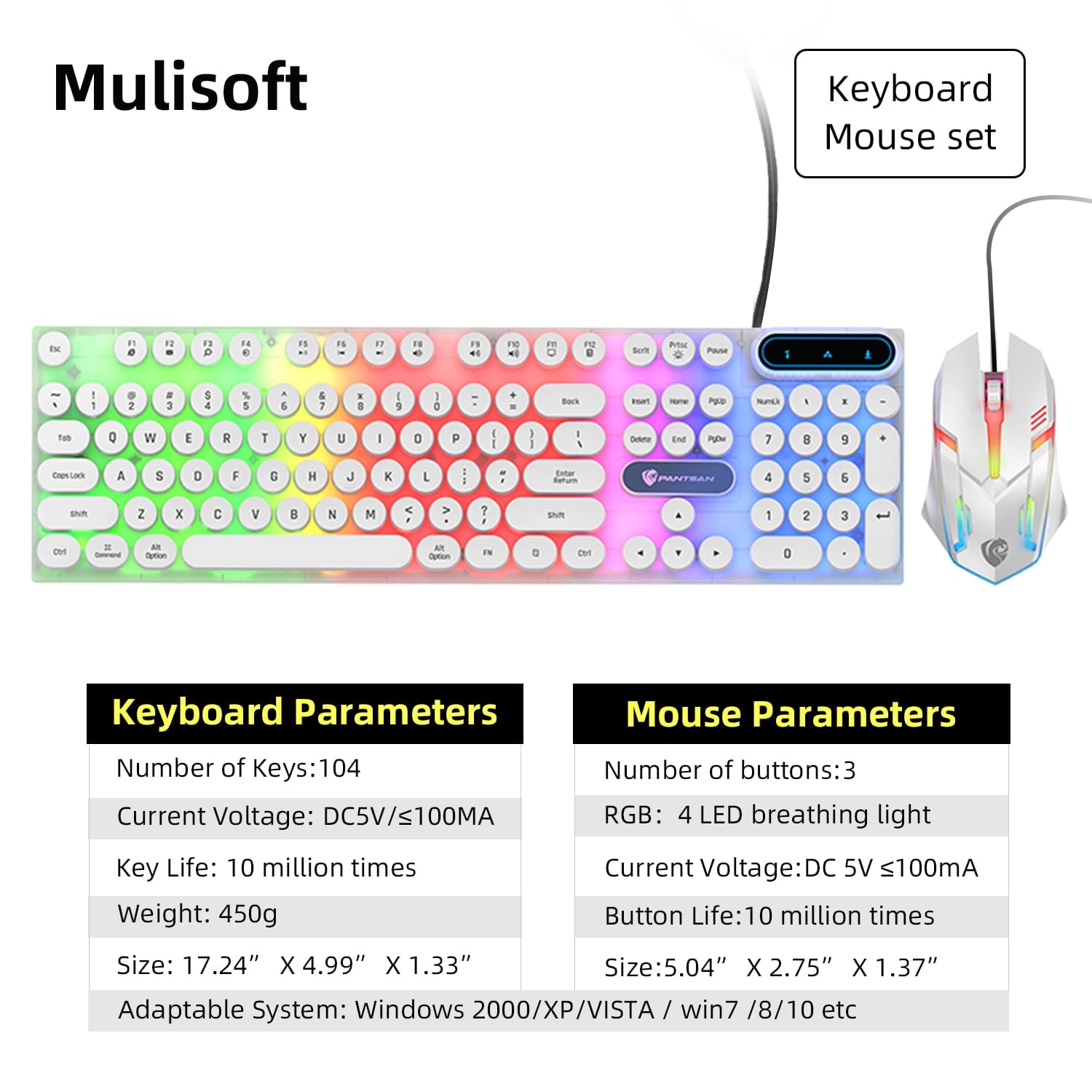 Pantsen PT100 Gaming Wired Keyboard and Mouse Set -364829 Pantsen PT100 Gaming Wired Keyboard and Mouse Set -364829