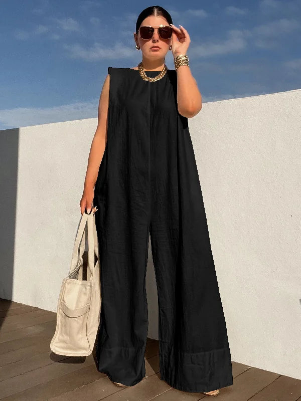 Sleeveless Wide Leg Solid Color Jumpsuits XL 103995 Sleeveless Wide Leg Solid Color Jumpsuits XL 103995