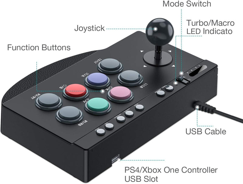 PXN 0082 Arcade Stick, Arcade Fight Stick - 8-Button Gaming Fighting Joystick - TUZZUT Qatar Online Shopping