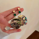 Big Long Round Abalone Shell Drop Earrings for Women - Tuzzut.com Qatar Online Shopping