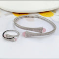 Women Fashion Bracelet & Ring Set Candy color stone Simple Open Cuff Bangle - Tuzzut.com Qatar Online Shopping