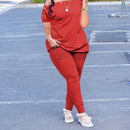 2 Pcs Women's Short Sleeve Solid Color Pants Set M 458531 - TUZZUT Qatar Online Shopping