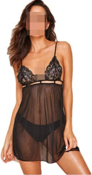 2 Pcs Women'S Lingerie Sexy Lace Mesh Stitching Perspective Temptation Nightdress  495492 - TUZZUT Qatar Online Shopping