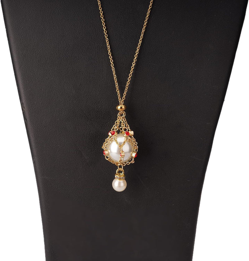 Adjustable Pearl Gemstone Lavalier Pendant Interchangeable Metal Braided Mesh Necklac Jewelry B-388701 - TUZZUT Qatar Online Shopping