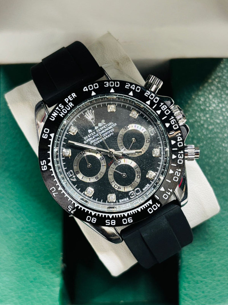 Men's Luxury Black Strap Watch W5548 - TUZZUT Qatar Online Shopping