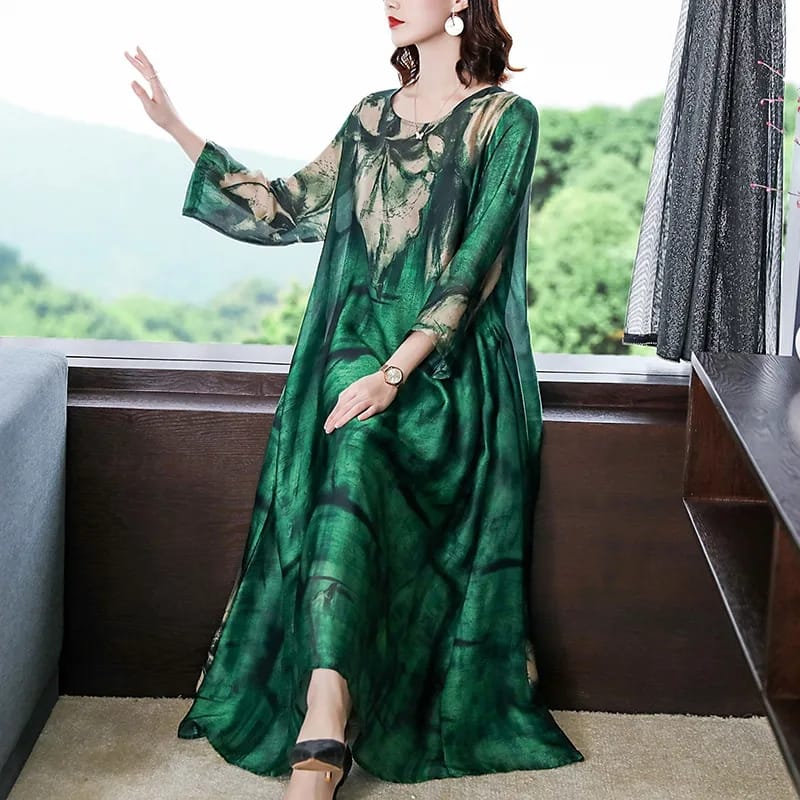 Loose Casual Print Mulberry Silk Maxi Dress Spring Summer Vintage 4XL Plus Size Dress Elegant Women Bodycon Party X3079368 Loose Casual Print Mulberry Silk Maxi Dress Spring Summer Vintage 4XL Plus Size Dress Elegant Women Bodycon Party X3079368