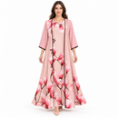 Women’s Blush Pink Floral Maxi Dress with Cover-Up D-31