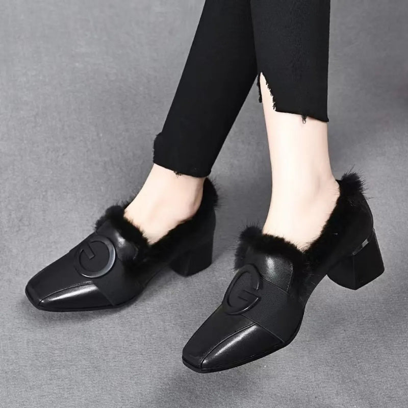Spring Autumn Korean Version Soft-Soled Thick Heel Shoes S599 - TUZZUT Qatar Online Shopping
