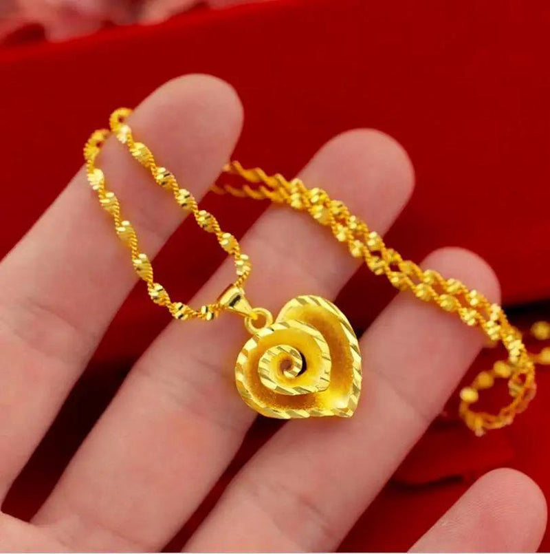 Gold Peach Heart Pendant Necklace for Girlfriend Women Wedding Engagement Jewelry S4851269 - Tuzzut.com Qatar Online Shopping