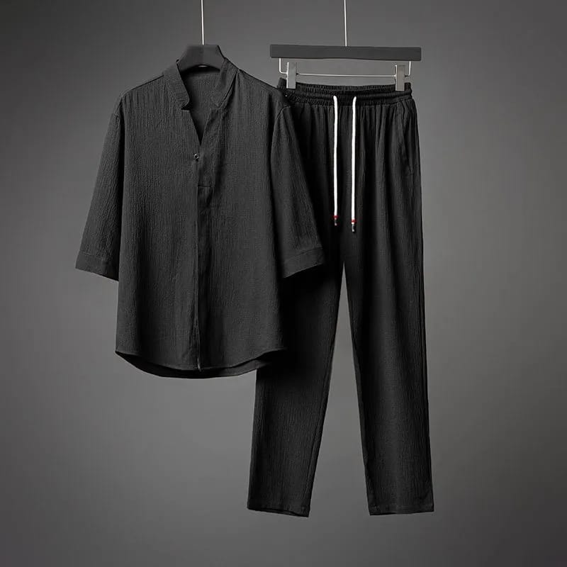 Summer new men's fashion casual solid color Classic T-shirt set Men's high quality two-piece set B-770150 Summer new men's fashion casual solid color Classic T-shirt set Men's high quality two-piece set B-770150