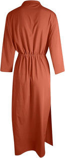 Women's Long Sleeved V-Neck Long Maxi Dresses   B73188 - TUZZUT Qatar Online Shopping