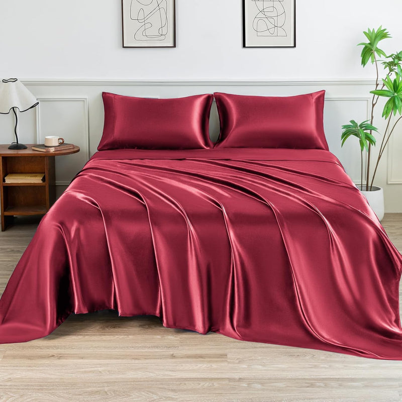4pcs Silk Bed Sheets Set   B-167011 - TUZZUT Qatar Online Shopping