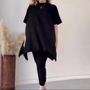 Women's Casual 2 Piece Set Loose Tops and Knitted Pants Sets B193602 - TUZZUT Qatar Online Shopping