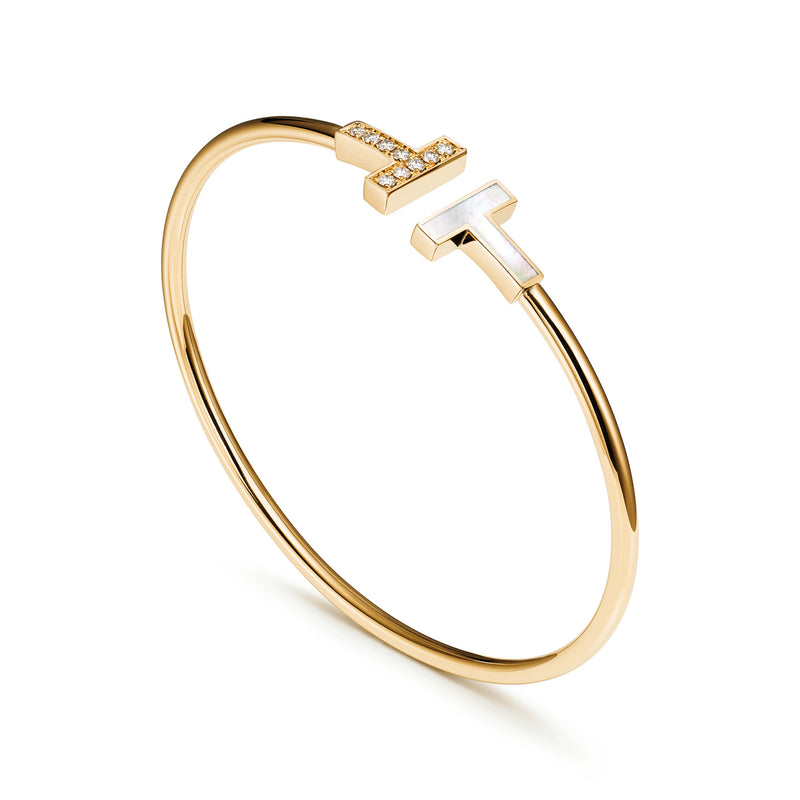 Wire Bracelet Yellow Gold Diamonds T7210 - TUZZUT Qatar Online Shopping