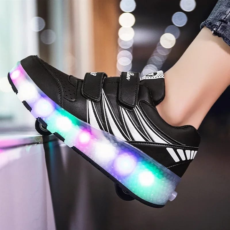 Boys And Girls Roller Skates Tow Wheels Shoes Glowing Light LED
