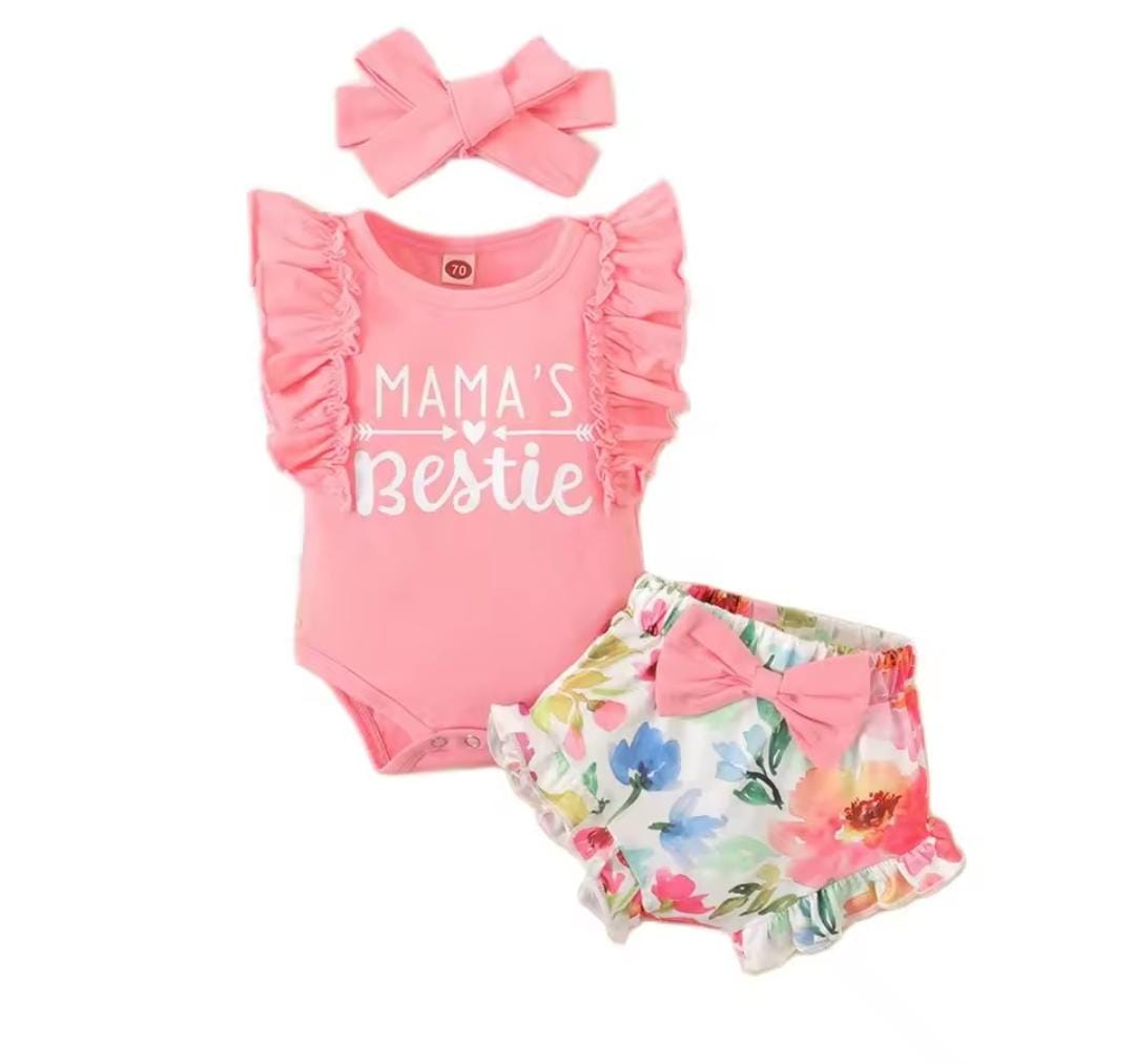 Newborn Baby Sleeveless Romper Top+Flowers Shorts+Headband 3PCS Outfit 1480838 Newborn Baby Sleeveless Romper Top+Flowers Shorts+Headband 3PCS Outfit 1480838