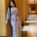 Women's Long Sleeve Floral Modest Fashion Dress L 524420 - TUZZUT Qatar Online Shopping