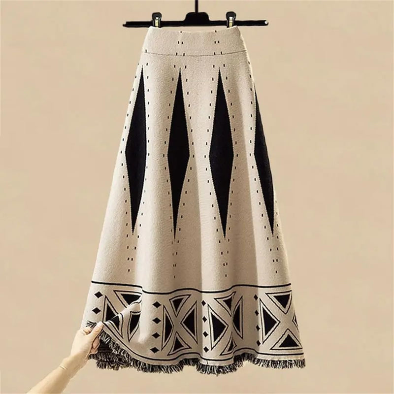 Elegant Fashion High Waist Printed Skirt 58038 - TUZZUT Qatar Online Shopping