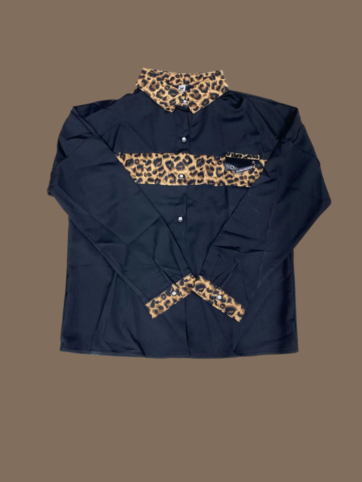 Women's Leopard Print Contrast Button Casual Shirt, Suitable For Daily Wear X3584023 Women's Leopard Print Contrast Button Casual Shirt, Suitable For Daily Wear X3584023