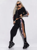 Street Casual Split Hooded Jacket Pant Suit Tracksuit S189917 XL - TUZZUT Qatar Online Shopping