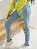 LW-Ripped Distressed Raw Edge Jeans Slim Waist Distressed Jeans Frayed Denim Pants Fashion   S3742851 - TUZZUT Qatar Online Shopping