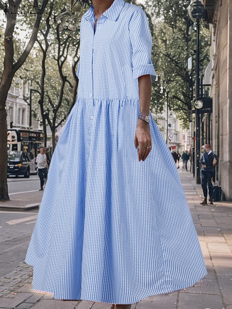 Women's Blouse Dress, Loose Long Sleeve Maxi Dress  1140098 - TUZZUT Qatar Online Shopping