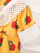 Adorable Girls' Floral Print Short Sleeve Dress 1275321 - TUZZUT Qatar Online Shopping