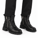 Size-EU 44 Women Black Lace-Up Ankle Boots with Side Zippers MF 1915