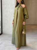 Loose Solid Color Long Sleeves Maxi Dresses 149251 - TUZZUT Qatar Online Shopping