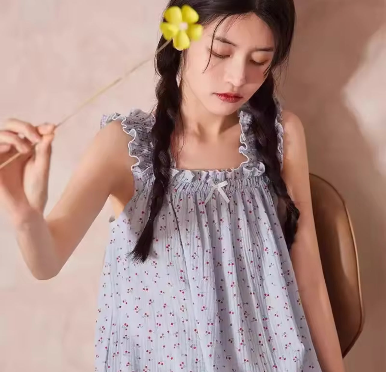 Spring Summer Sweet Pure Cotton Nightdress Women 1571125 Spring Summer Sweet Pure Cotton Nightdress Women 1571125