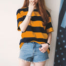 Women's Short Sleeve Striped/Checked/Polkadot/Weave T-Shirts 591886 - TUZZUT Qatar Online Shopping