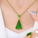 Stainless Steel Emerald Green Center Stone Necklace S501759 - TUZZUT Qatar Online Shopping