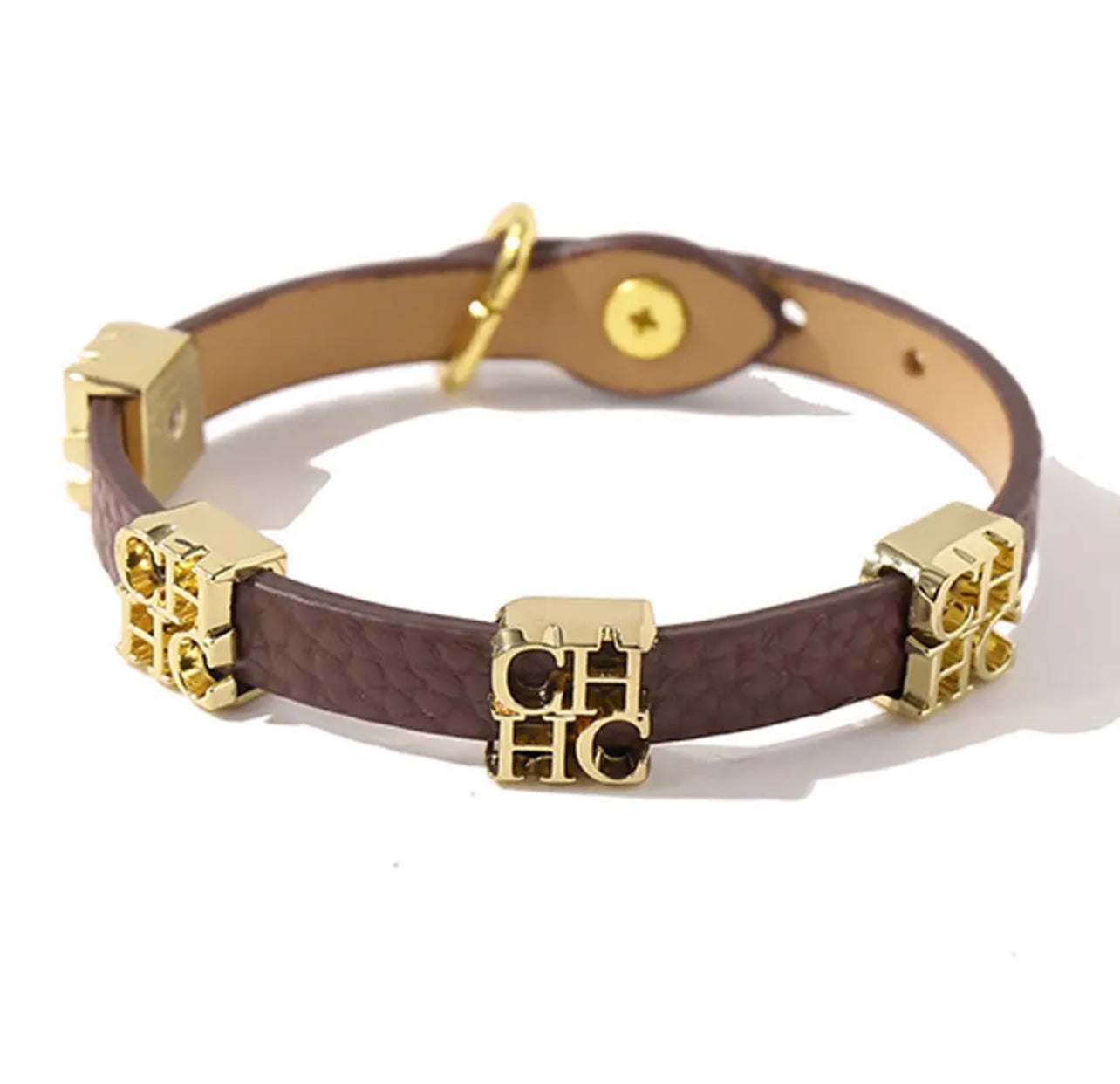 PU Leather CH Steel Letter Charms Bracelet X1398676 PU Leather CH Steel Letter Charms Bracelet X1398676