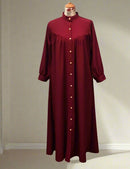 Floral Dress Lightweight Women's Casual Long Dress Solid Color Dress Button V Neck Elegant Dresses    S995201 - TUZZUT Qatar Online Shopping