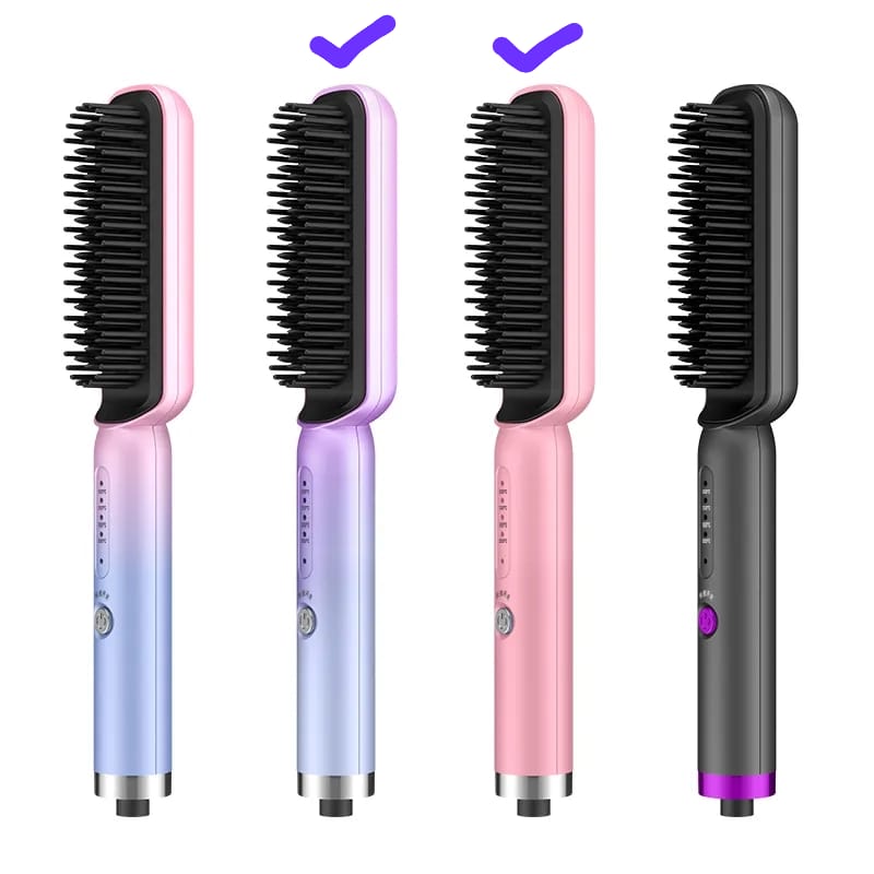 2 in 1 Hot Comb Straightener Electric Hair Straightener Hair Curler Wet Dry Use Hair Flat Irons Hot Heating Comb For Hair 3001 - Tuzzut.com Qatar Online Shopping