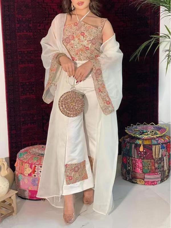 2 Pcs Women's Long Sleeve Floral Arabian Set L 484709