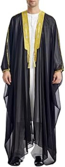 Arabian Men's Long Sleeve Garter Gold Bead Chiffon Outer Cloak    B262735 - TUZZUT Qatar Online Shopping