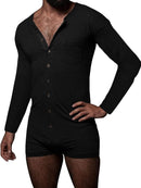 Men Pajamas Rompers Solid Color Homewear O Neck Long Sleeve Button Jumpsuits Cozy Breathable Men Thin Playsuit Nightwear INCERUN L S4593669 - Tuzzut.com Qatar Online Shopping