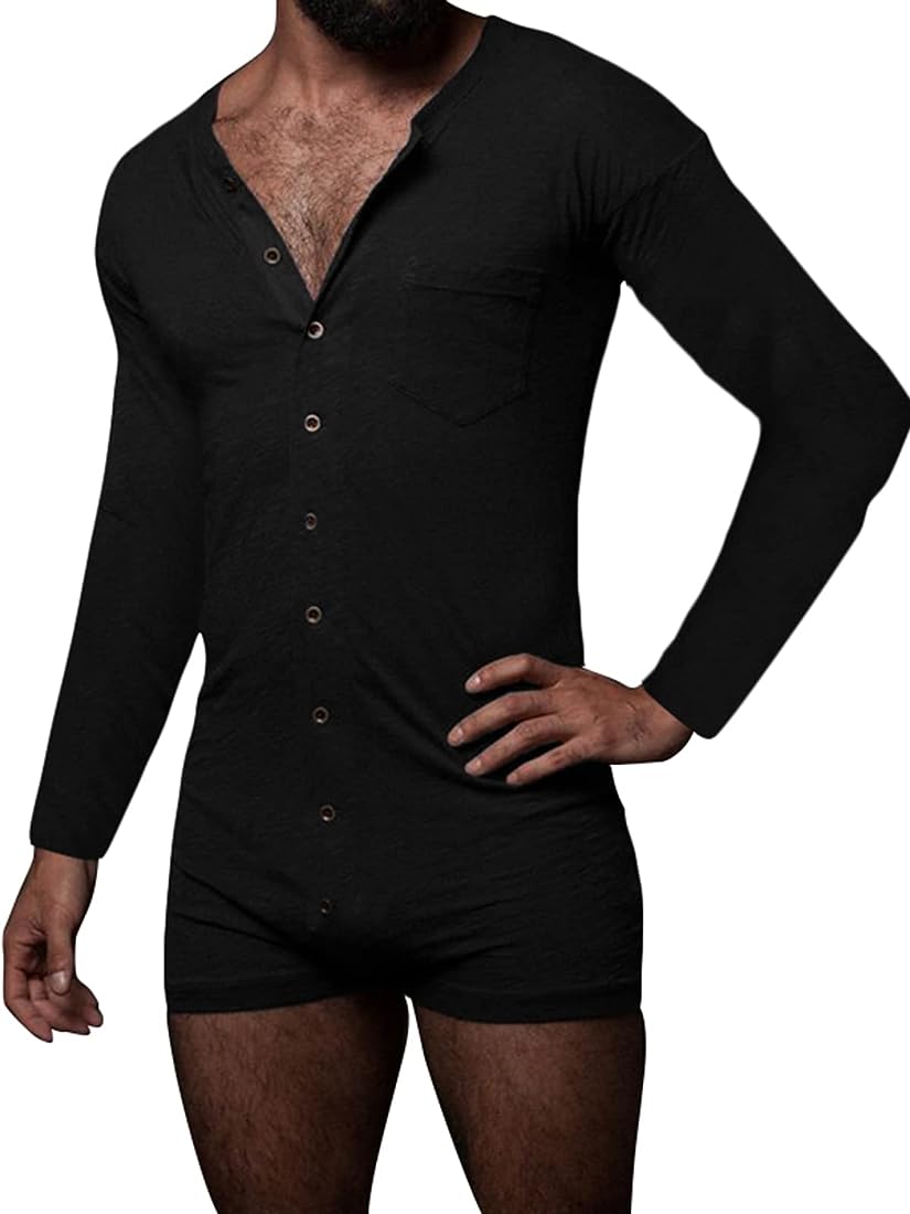 Men Pajamas Rompers Solid Color Homewear O Neck Long Sleeve Button Jumpsuits Cozy Breathable Men Thin Playsuit Nightwear INCERUN L S4593669 Men Pajamas Rompers Solid Color Homewear O Neck Long Sleeve Button Jumpsuits Cozy Breathable Men Thin Playsuit Nightwear INCERUN L S4593669