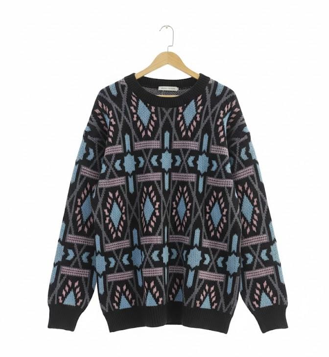 Vintage Pattern Knit Jumper J12 - TUZZUT Qatar Online Shopping