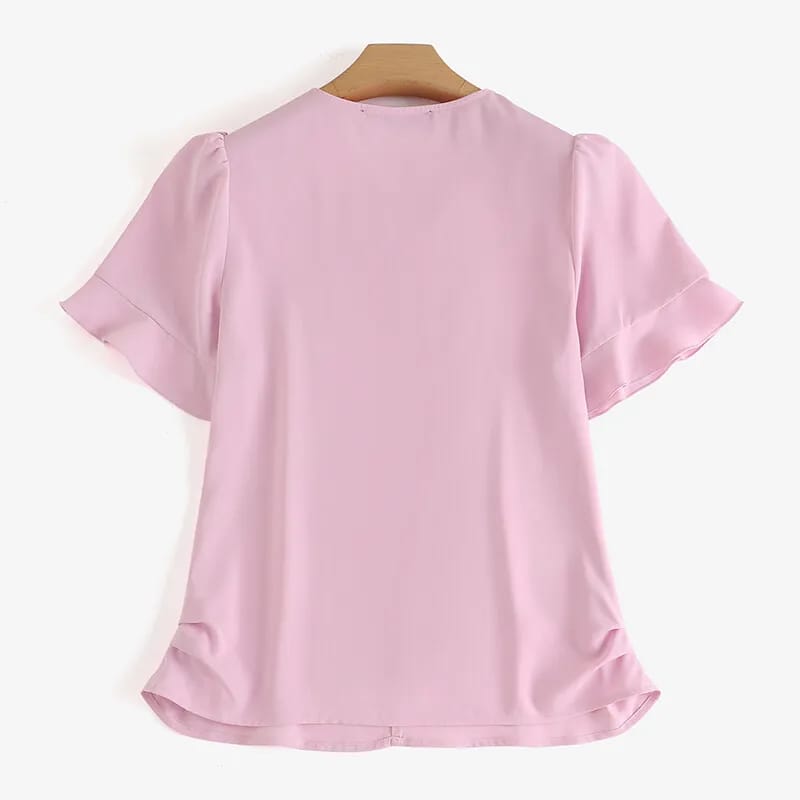Women Short Sleeve Ruffles Frills Shirt Summer Casual Office Business Blouse Top 4XL S4460657 Women Short Sleeve Ruffles Frills Shirt Summer Casual Office Business Blouse Top 4XL S4460657