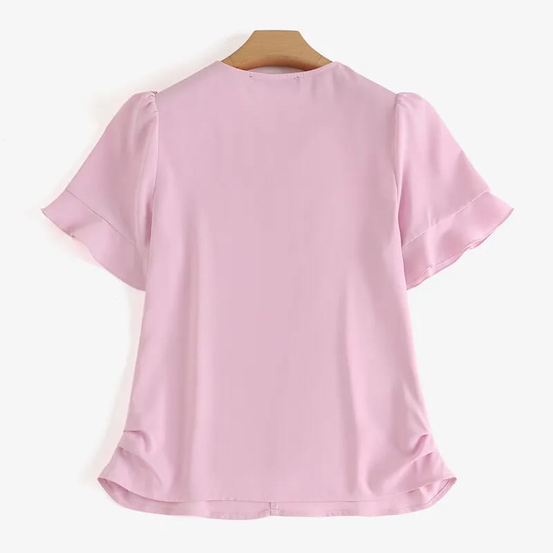 Women Short Sleeve Ruffles Frills Shirt Summer Casual Office Business Blouse Top 4XL S4460657 - Tuzzut.com Qatar Online Shopping