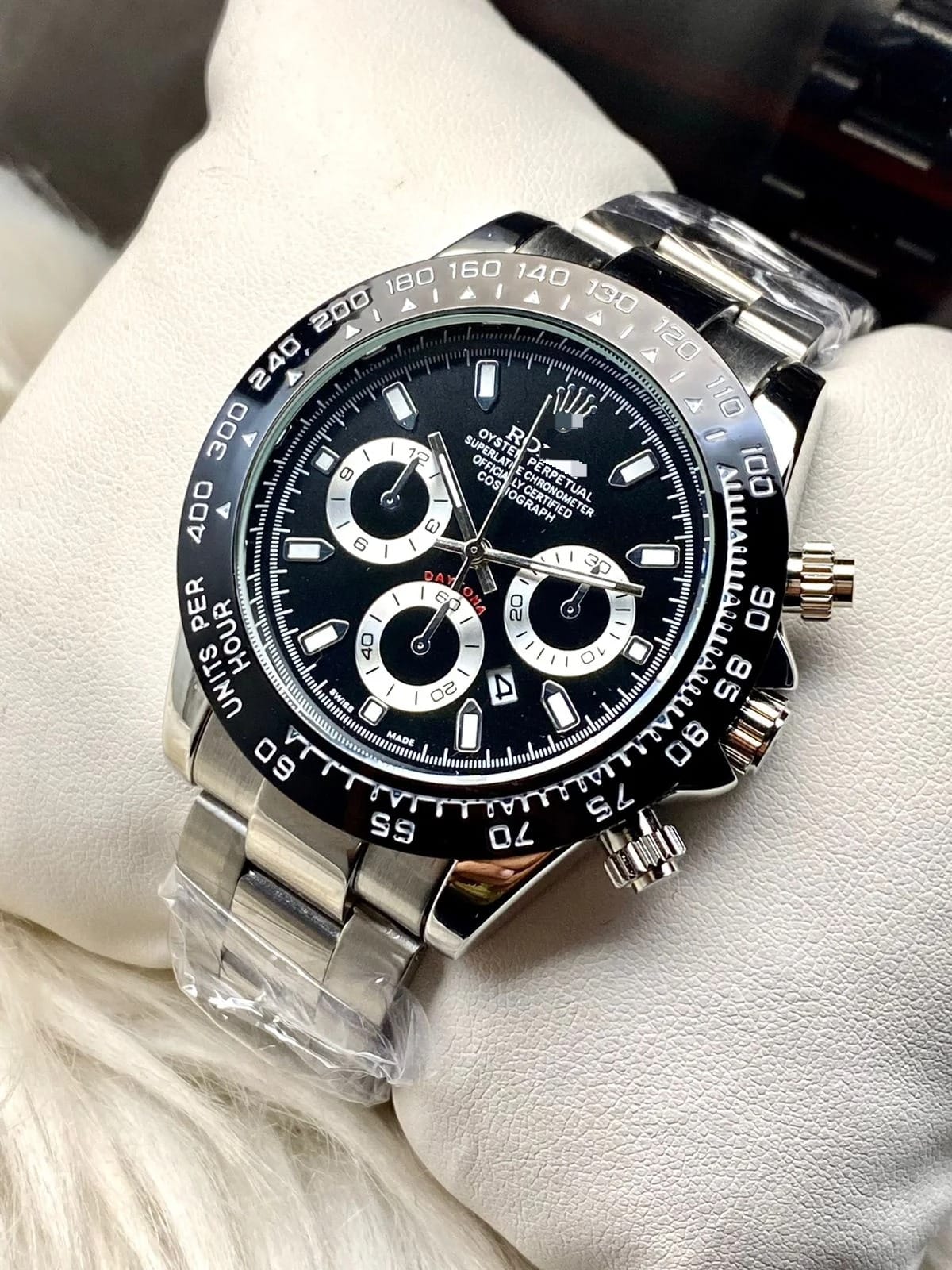 Daytona Black Dial Chain Silver Watch RLX003 Daytona Black Dial Chain Silver Watch RLX003