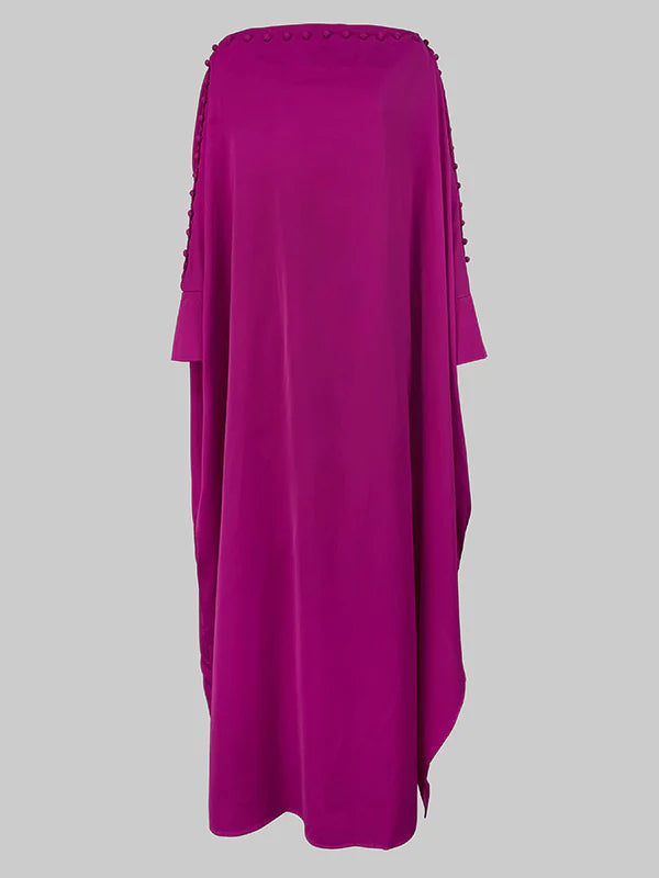 H-Line Loose Buttoned Solid Color Maxi Dresses 168787 H-Line Loose Buttoned Solid Color Maxi Dresses 168787