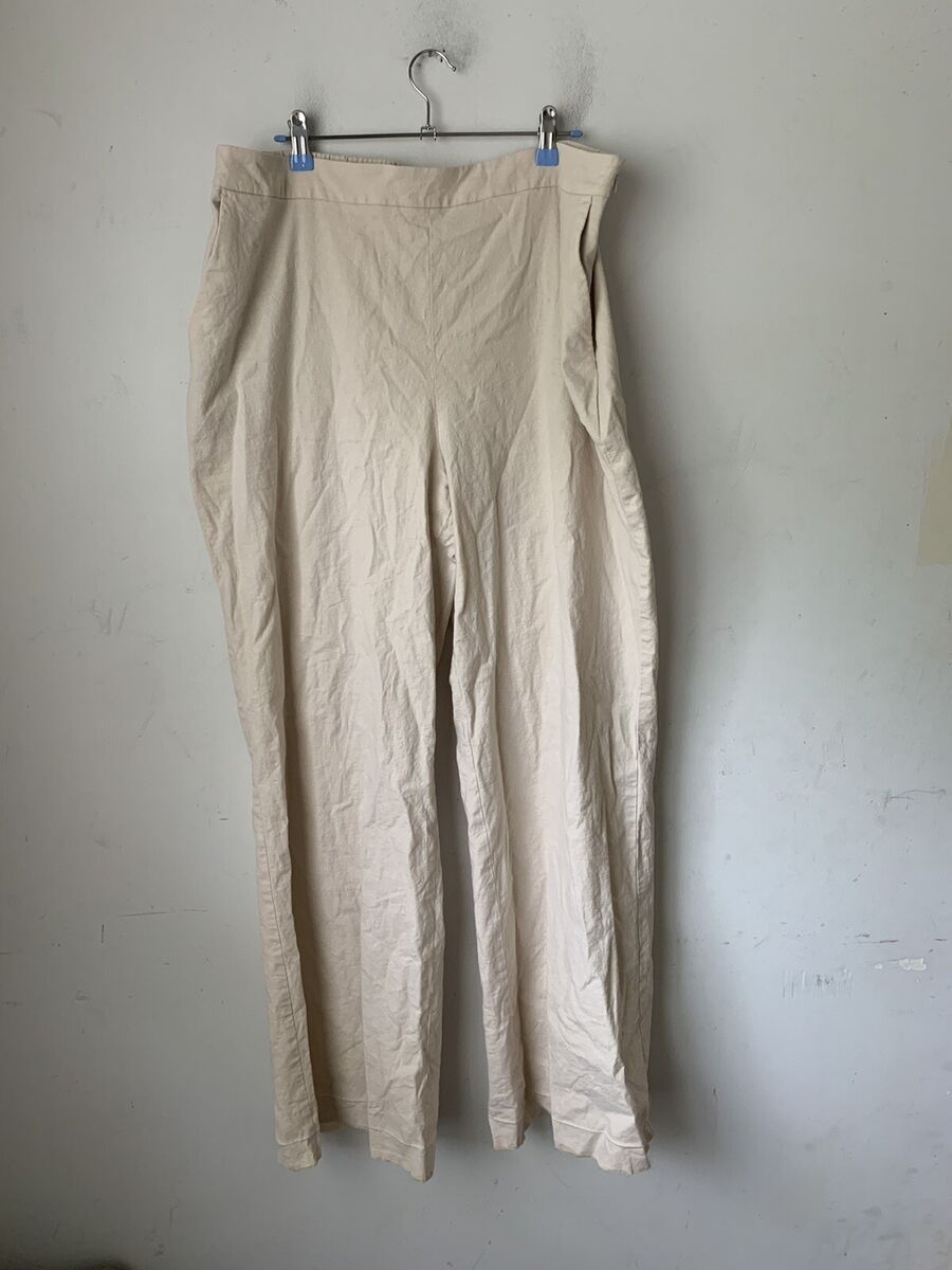 Express Womens Pants Linen Blend Casual Elastic Waist Wide Leg S4396977 Express Womens Pants Linen Blend Casual Elastic Waist Wide Leg S4396977