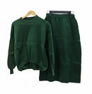 Green Long Sleeve Sweater Skirt Two Piece Set B-374985 - TUZZUT Qatar Online Shopping