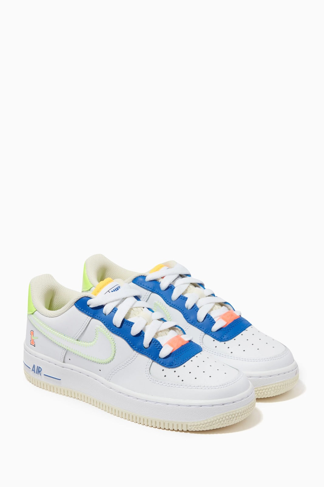 Air Force White Blue and Orange Sneakers FB1393 Air Force White Blue and Orange Sneakers FB1393