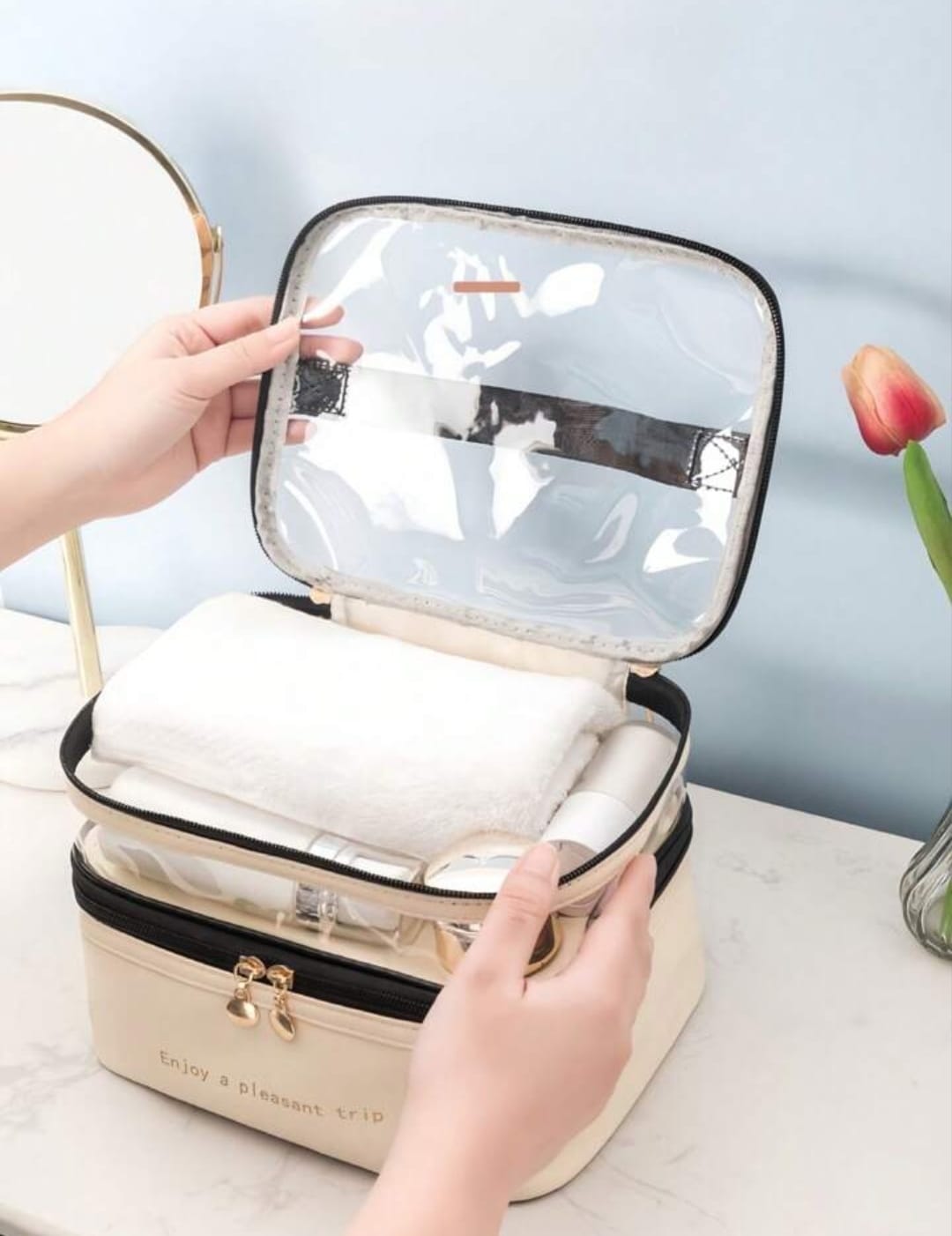 Double Layer Large Capacity Cosmetic Bag DL202 Double Layer Large Capacity Cosmetic Bag DL202