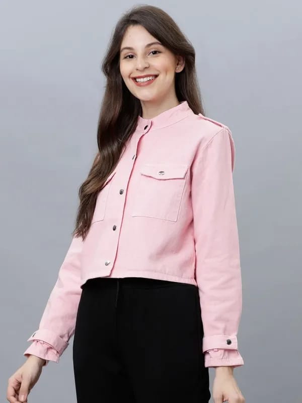 Tokyo Talkies Women Pink Denim Jacket Jackets B203079 Tokyo Talkies Women Pink Denim Jacket Jackets B203079